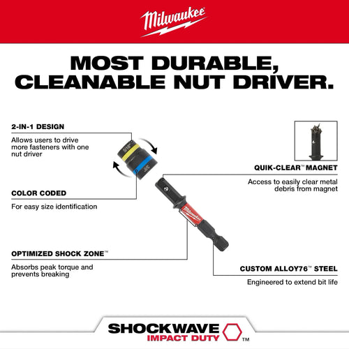 Milwaukee SHOCKWAVE Impact Duty™ QUIK-CLEAR™ 2-in-1 Magnetic Nut Drivers