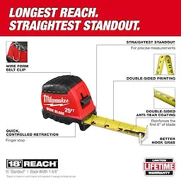 Milwaukee 25ft Wide Blade Tape Measure